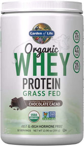 Whey Protein Powder Chocolate Cacao Flavor - 21G Certified Organic Grass Fed Protein for Women & Men + Probiotics - 12 Servings - Gluten Free, Kosher, Humane, RBST & Rbgh Hormone Free